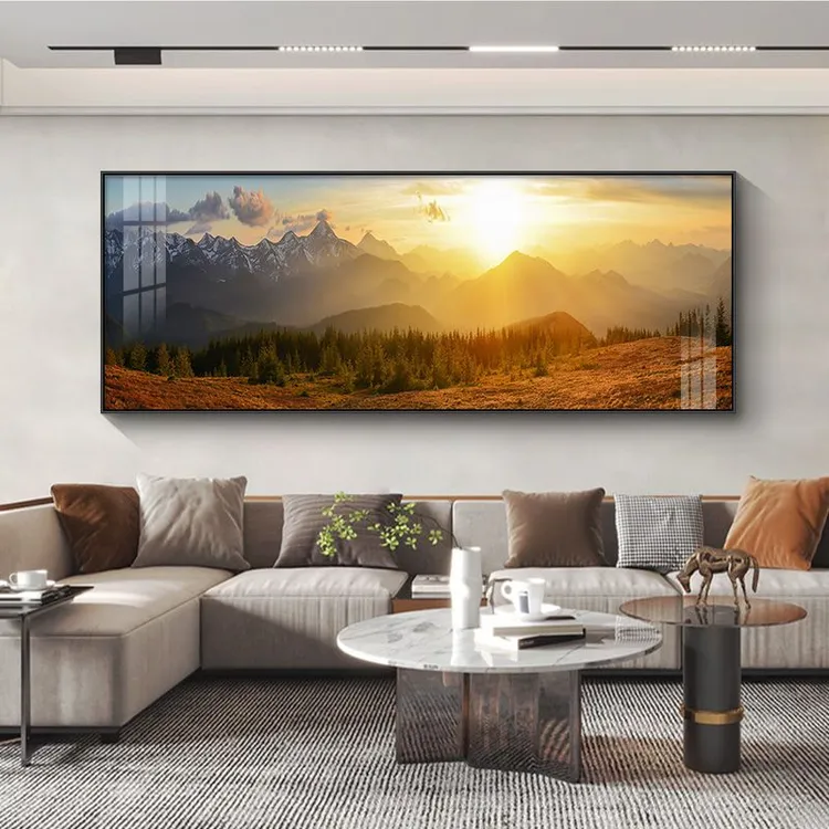 客厅装饰画轻奢大气艺术沙发背景墙壁风景日出东方2022年新款挂画