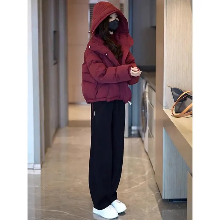 红色保暖棉服女加厚小个子冬季外套今年流行韩版时尚立领加厚棉衣