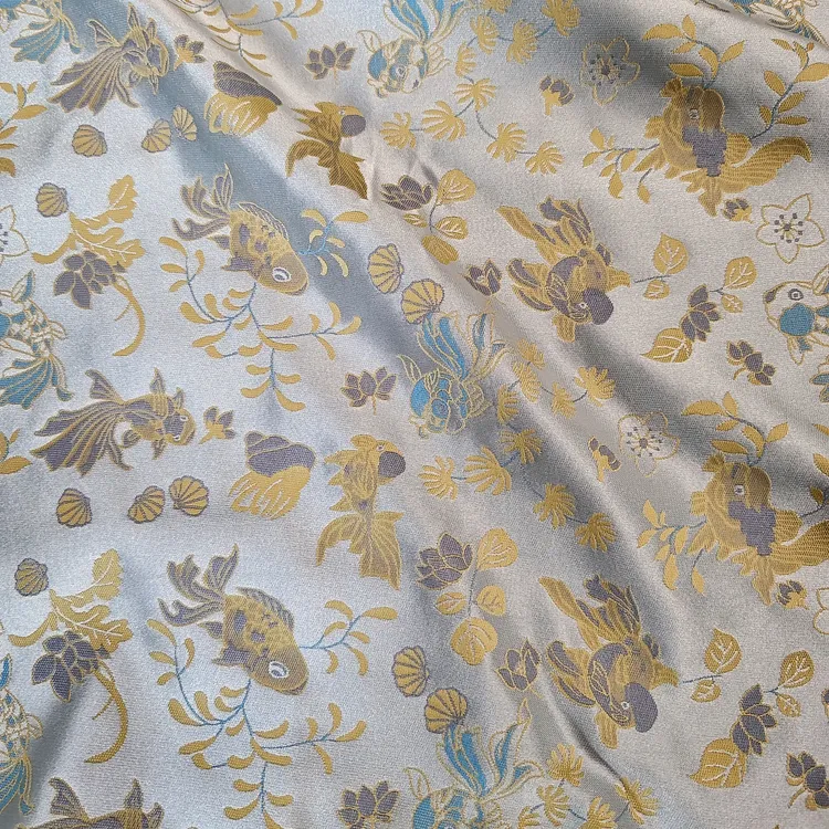锦尚【金鱼水藻】双面提花唐纹多色可选纹新中式汉服马甲布料