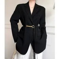 TUO炸街黑色西装外套女秋冬2025新款vintage网红宽松大廓形西服气