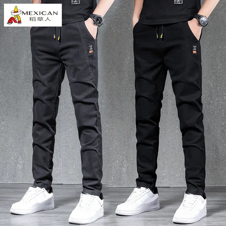 稻草人2025新款休闲裤男士秋冬加绒加厚韩版潮流商务修身直筒长裤