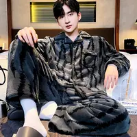 睡衣男秋冬新款法兰绒保暖家居服套装可外穿冬季加厚珊瑚绒爆款