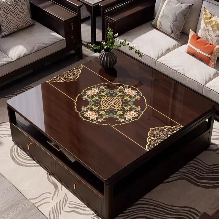 新中式PVC桌布餐桌垫软玻璃垫子客厅正方形桌垫免洗防水防油防烫