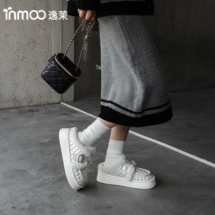 逸茉繁星棉拖2025冬季新款小香风外穿松弛感时尚厚底加绒棉拖鞋