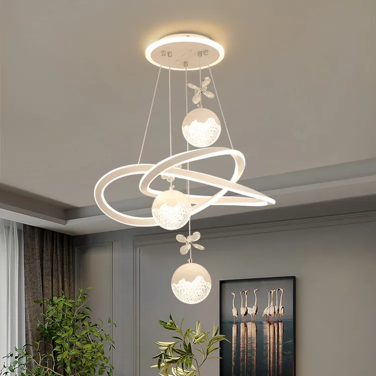 led餐厅吊灯现代简约饭厅水晶吊灯新款卧室吊灯楼梯吊灯中山灯具