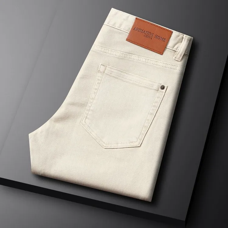 夏季薄男修身轻奢小直筒休闲牛仔长裤高弹力商务小脚长裤牛仔裤