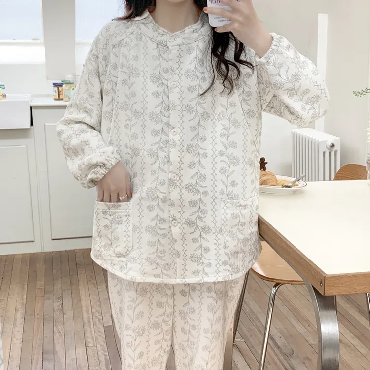 空气棉月子服秋冬季11月份坐月子产后纯棉孕妇睡衣产妇哺乳喂奶