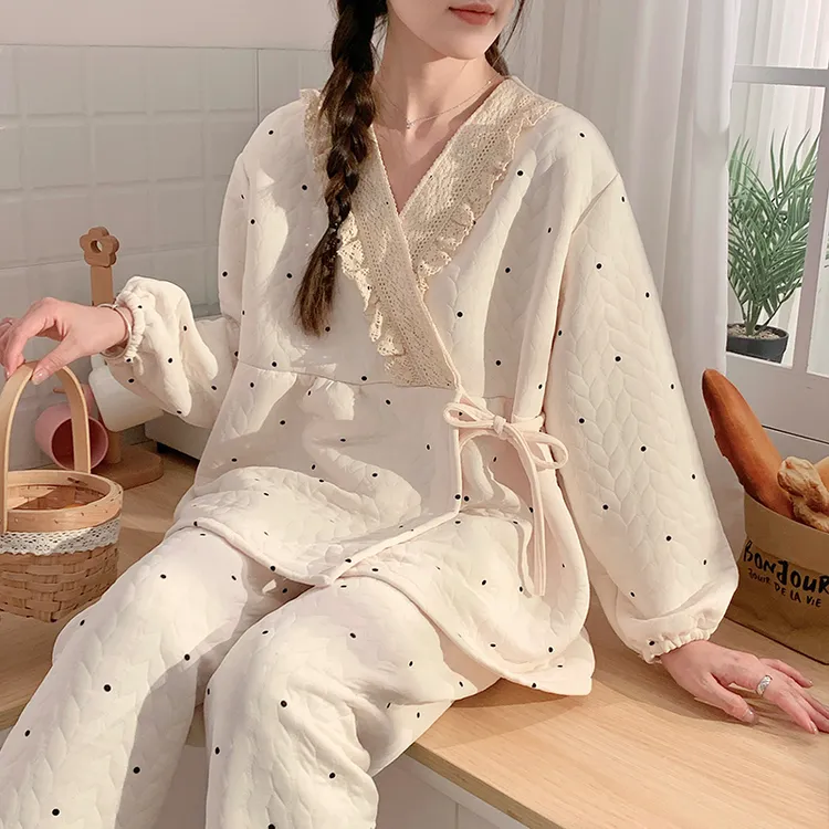 和服空气棉月子服11月份产妇秋冬纯棉产后哺乳孕妇睡衣秋冬款喂奶