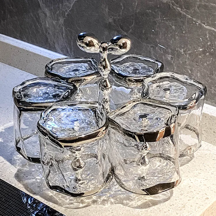 轻奢ins玻璃水杯套装大容量家用喝水杯待客茶杯耐高温耐热玻璃杯