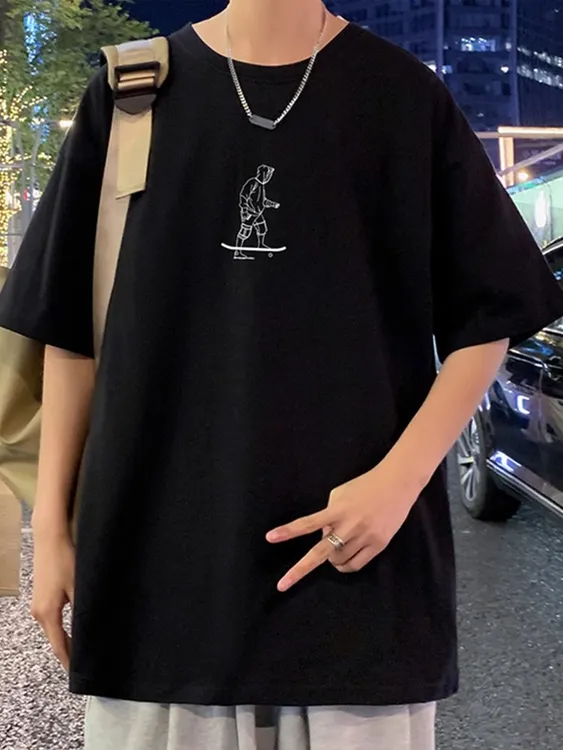 加肥加大码300斤纯棉短袖男t恤夏季ins潮牌潮流宽松重磅半袖上衣