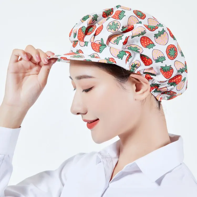 厨房工作帽女透气工作帽子防掉头发防尘防油烟帽子四季帽子