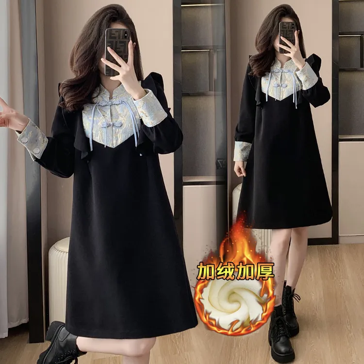 春季新款宽松高端新中式2024打底改良国风大码女旗袍连衣裙A字裙