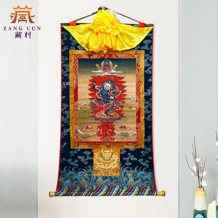 藏村《狮面空行母唐卡》家居唐卡装饰画矿物颜料西藏藏式唐卡挂画