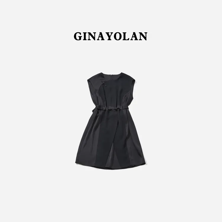 GINAYOLAN/瑾颜【设计师系列】原创设计短款收腰气质连衣裙