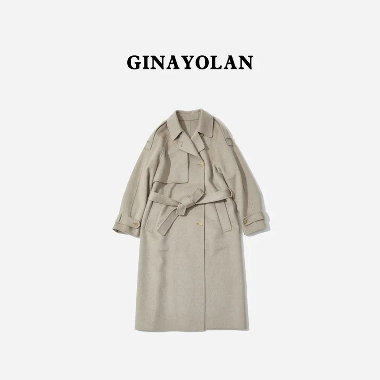 GINAYOLAN/瑾颜【私服系列】秋冬时尚福利长款毛呢大衣外套