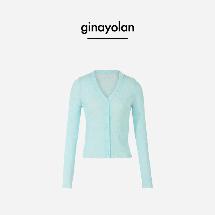 GINAYOLAN/瑾颜【马尔代夫】意大利进口亮闪奢华珍珠纱显瘦开衫