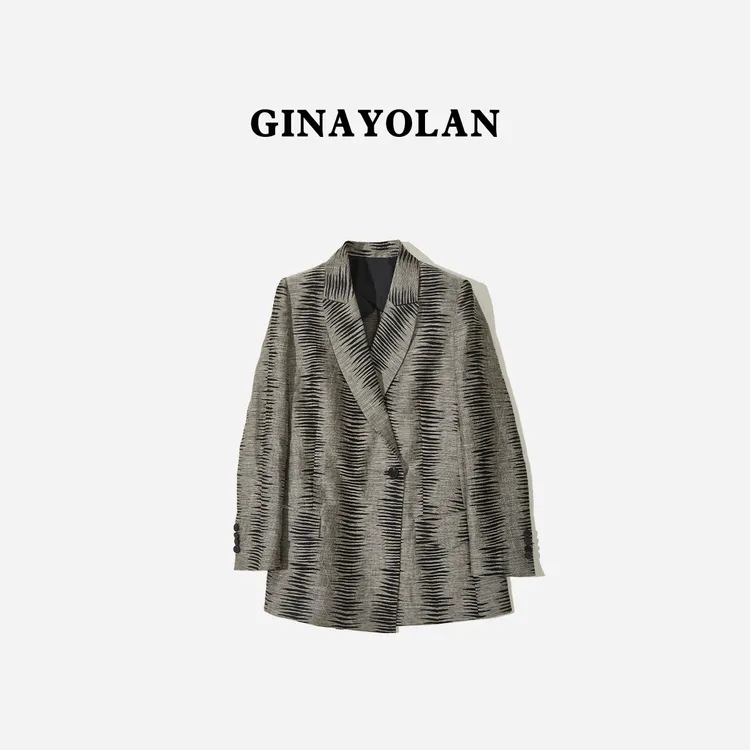 GINAYOLAN/ 瑾颜【重磅】原创设计经典奢华气质复古翻领西服设计师