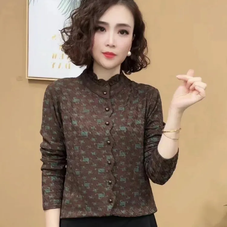 秋冬新款女高级感木耳边长袖打底衫女时尚气质百搭双面绒保暖上衣