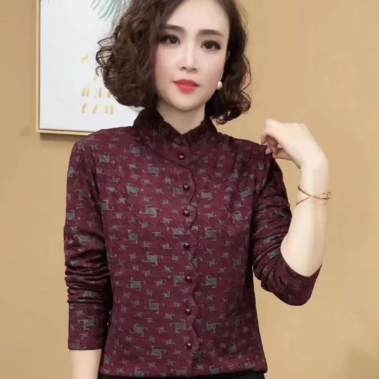 【专柜品质】2024新品时尚洋气百搭木耳边长袖套头打底衫女士上衣