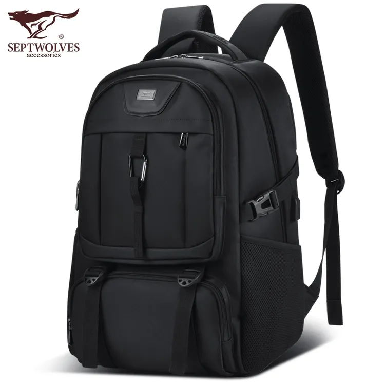 七匹狼双肩包大容量户外背包简约旅行背包多功能登山包运动男新款