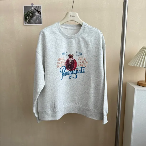 【限量福利】2679韩系石榴字母印花加绒卫衣