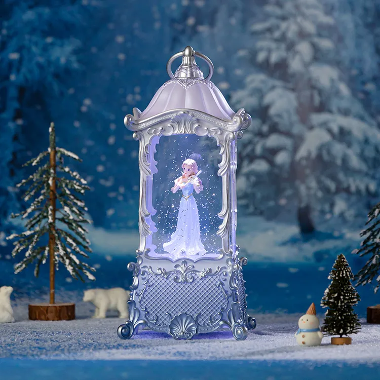 高级精致城堡风芭蕾舞旋转音乐盒飘雪景水晶球女孩生日礼物八音盒