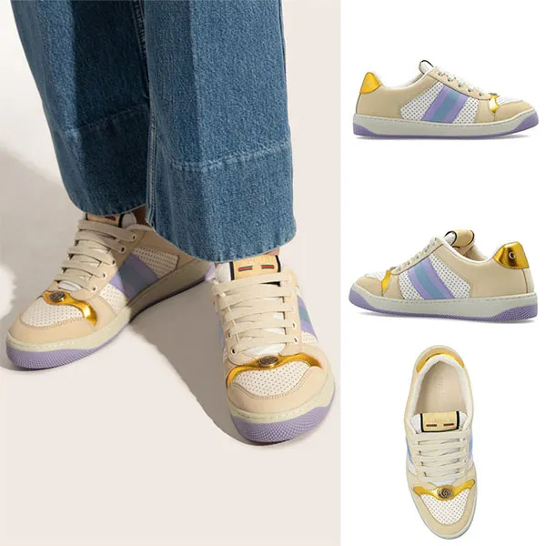 GUCCI/古驰23新款Screene系列低帮复古百搭休闲鞋 板鞋 女款金尾