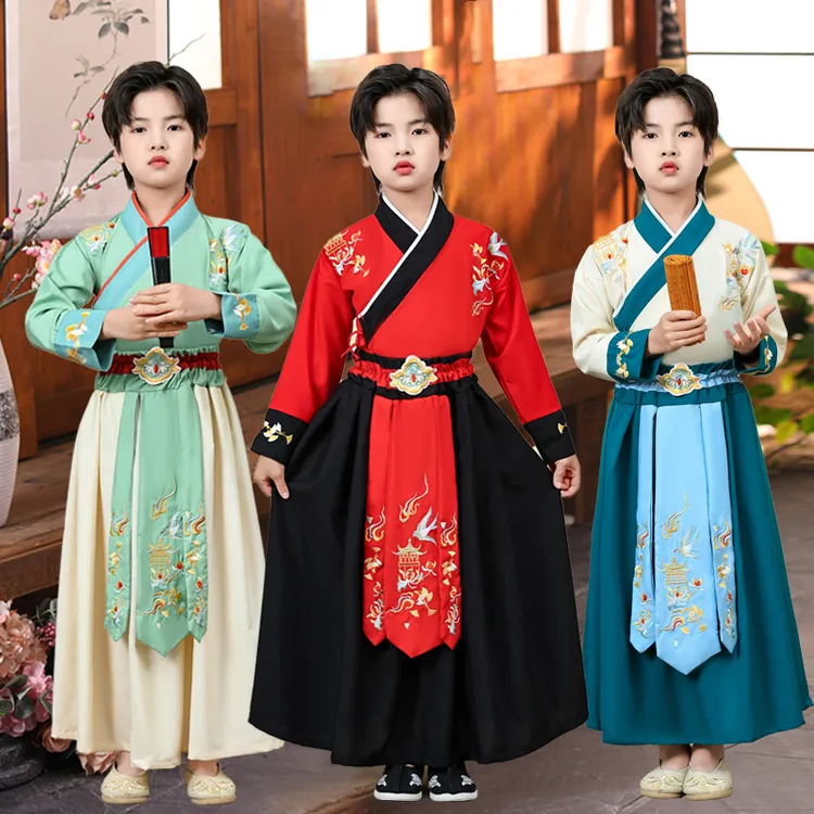 儿童男孩男童古风女童宋朝经典国学小学生诗经论语古诗朗诵演出服