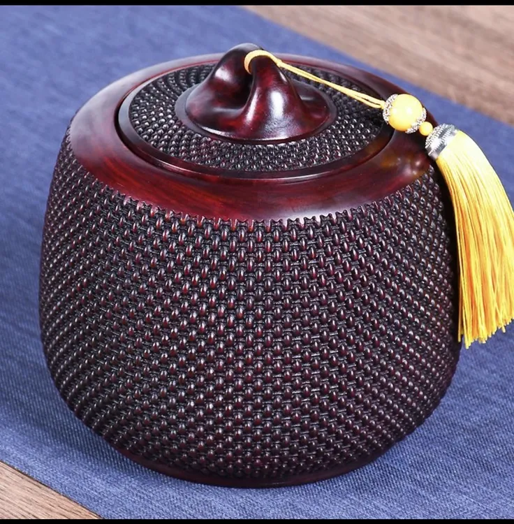 小叶紫檀称心如意茶叶储物罐家居摆件
