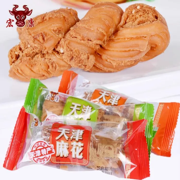 宏康天津麻花根香酥大麻花芝麻甜味椒盐味糕点小吃怀旧零食笋0g
