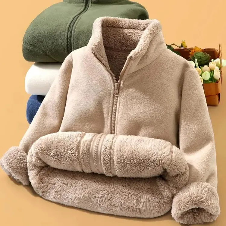 学生校服毛毛内胆秋冬保暖童装摇粒绒外套加绒加厚大童羊羔绒上衣