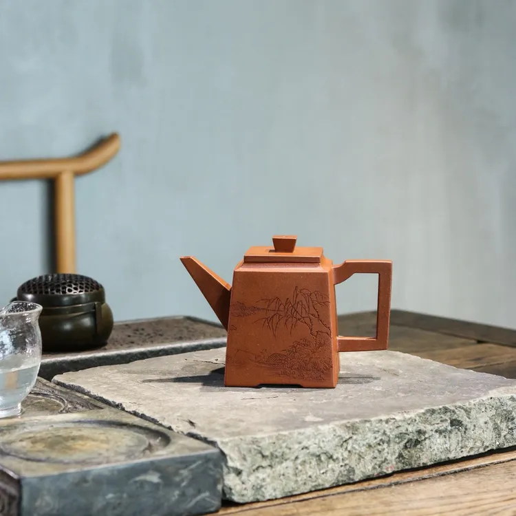 宜兴精品紫砂壶升方全手工制降坡泥400毫升大容量纯手工制作茶具