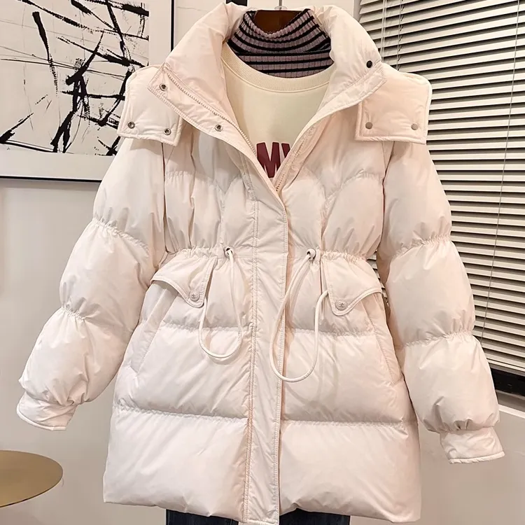 2024新款中长款韩版羽绒服女冬季时尚收腰显瘦加厚连帽保暖外套潮