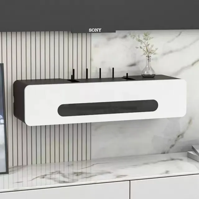 wifi路由器收纳盒壁挂式松弛感电视柜电线插座遮挡机顶盒置物架子