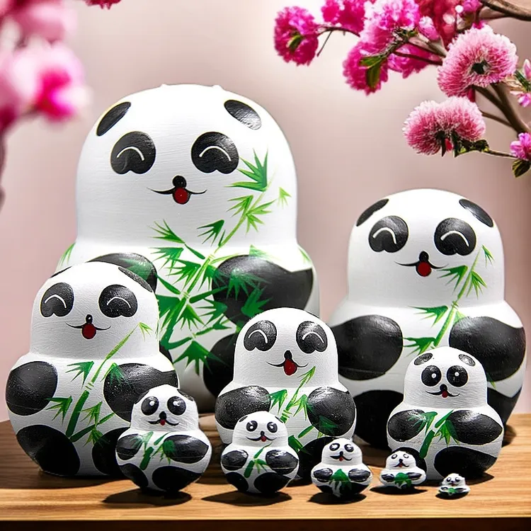 俄罗斯套娃优质椴木熊猫套娃精美工艺品精致100层套娃玩具礼物