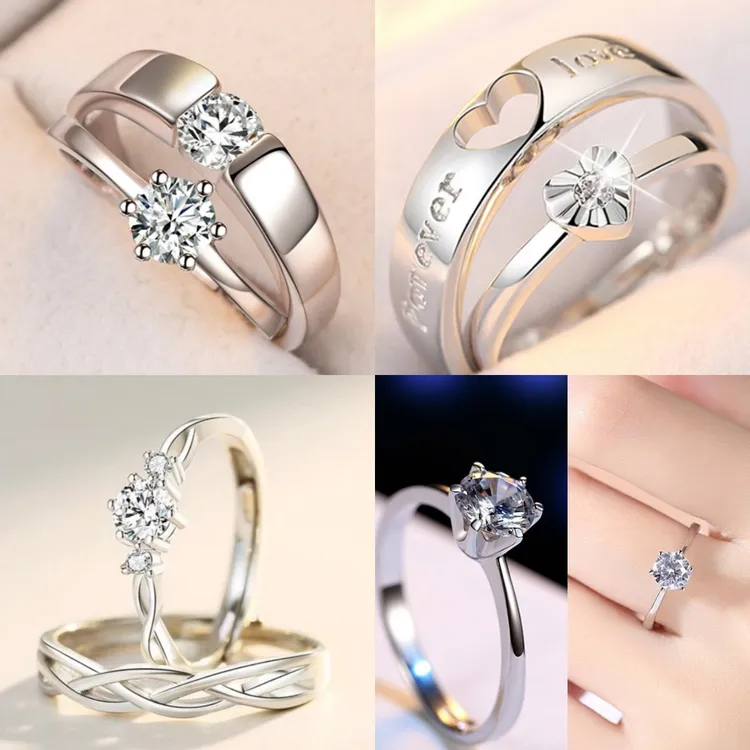 铜合金亚克力戒指 送女朋友礼物情侣戒指一对情侣款轻奢送女朋友