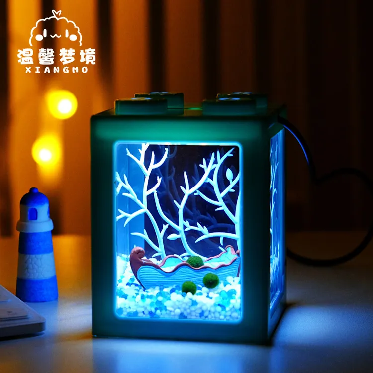 奇妙迷你小屋海藻球微景观生态缸鱼缸桌面水培植物小盆栽创意礼物
