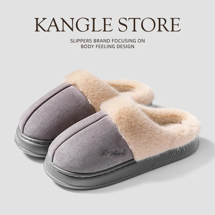 加绒加厚棉拖鞋男秋冬季情侣居家静音防滑保暖外穿拖鞋女XCX13093