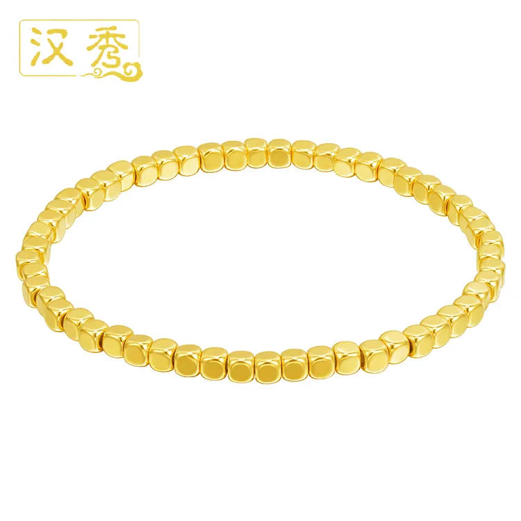 汉秀足金小方糖手串爆闪金珠手串时尚精美女士碎金手链送对象礼物