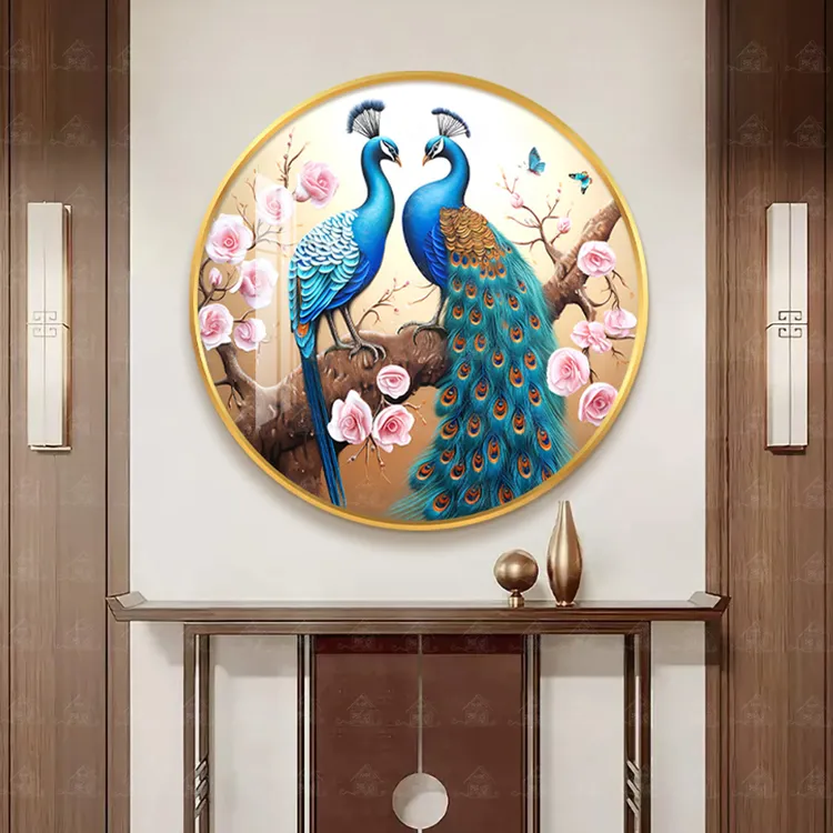 【进口棉布】爱阁十字绣孔雀情缘新款中国风吉祥客厅唯美装饰手工绣