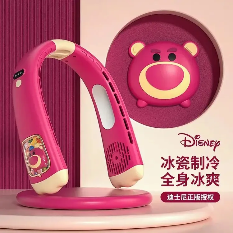Disney/迪士尼挂脖风扇充电懒人学生运动降温神器迷你便携卡通