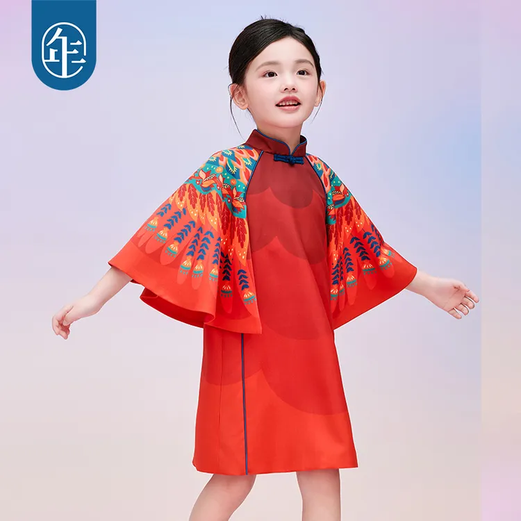【霞光初上】年衣女孩裙子旗袍连衣裙古风新款中国风公主裙红色