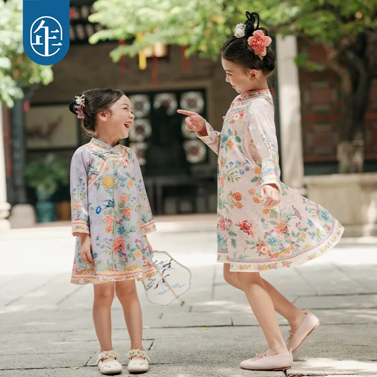 【达人专属】年衣童装长袖旗袍裙儿童国风薄款小女孩裙子洋气穿搭D
