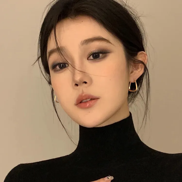 合金耳饰 设计感不规则方形耳环女冷淡风耳钉光面简约耳圈气质ins