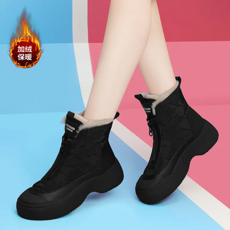 东北雪地靴爆款2025新款冬季加绒厚底马丁靴防滑保暖棉鞋女加厚