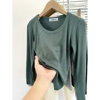 螺纹纯色打底衫女2025春秋新款内搭长袖t恤修身简约潮针织上衣ins