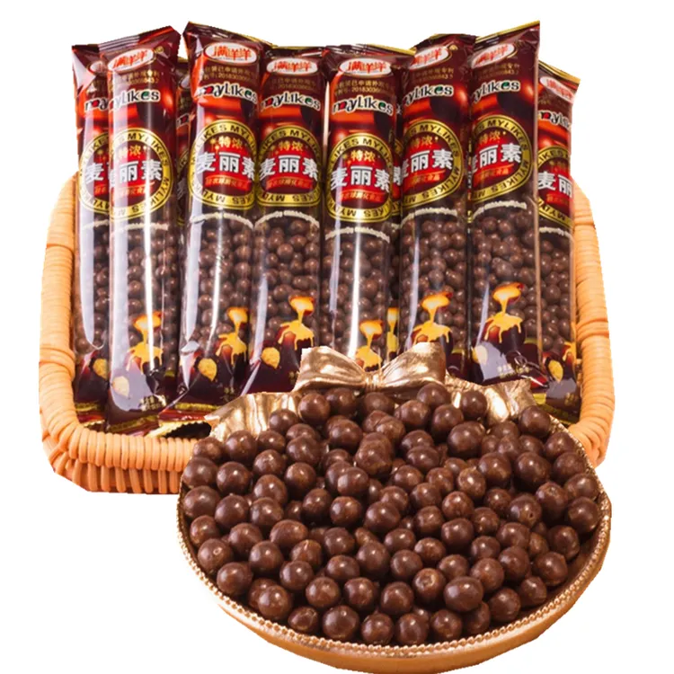 满洋洋麦丽素80后怀旧儿童小朋友经典零食脆心巧克力豆小包袋条装