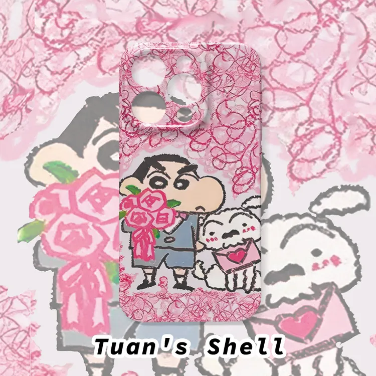 玫瑰小新菲林软壳适用苹果/华为/VIVO/OPPO一加可爱个性手机壳