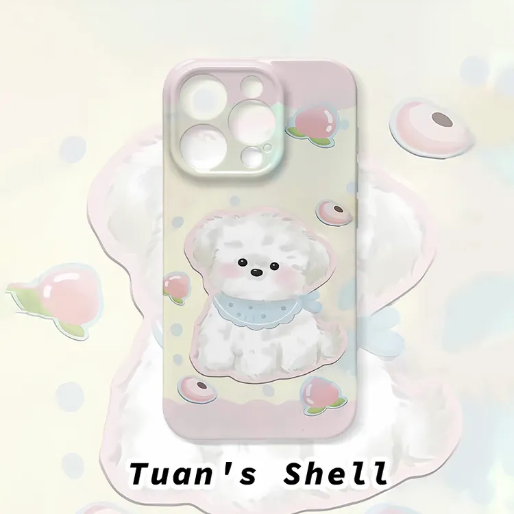 桃子小狗液态菲林可爱适用苹果/华为/VIVO/OPPO卡通ins创意手机壳