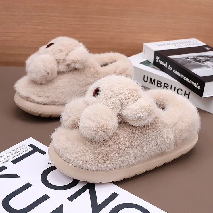 冬季新款情侣棉拖鞋室内家居女加绒加厚软底防滑保暖毛毛棉拖鞋男